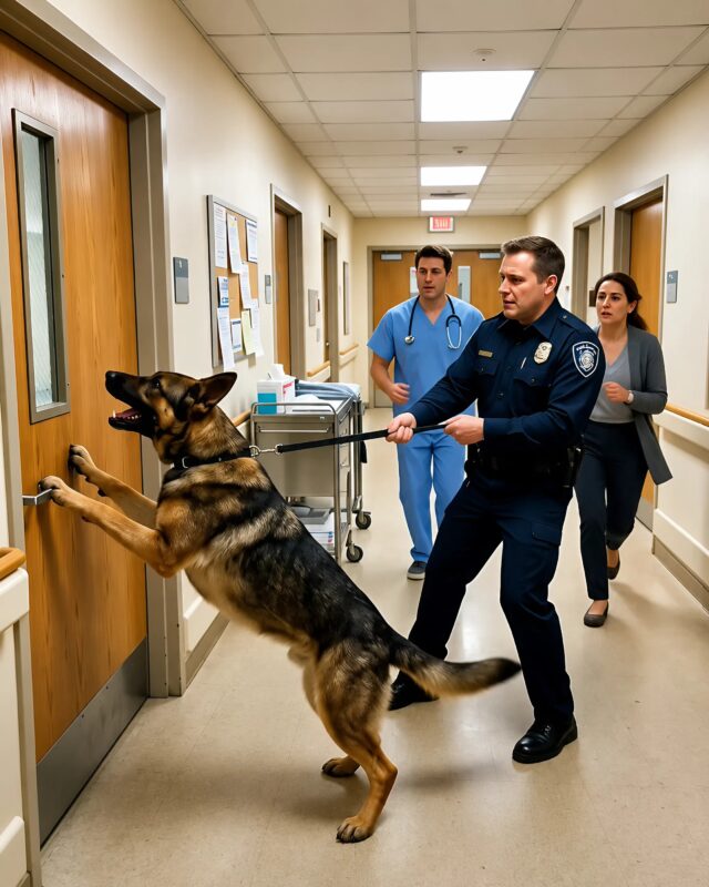 De politiehond week niet van de ingang van de kamer totdat hij de politieagent die met hem was meegekomen dwong de deur te openen, en nadat de deur was geopend en men zag wat zich binnen bevond, verstijfde iedereen van schrik