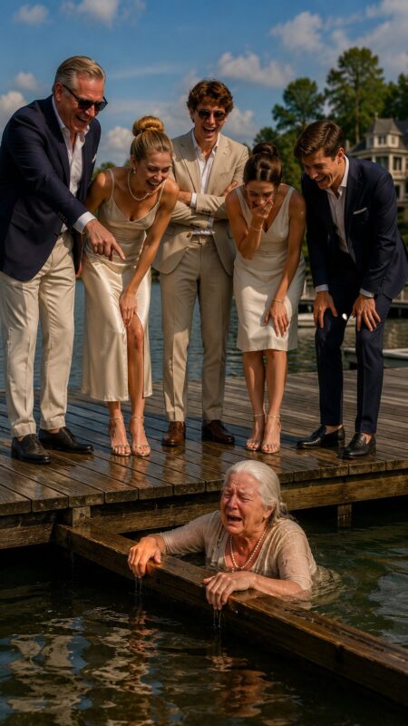 De kleinzoon wilde beroemd worden door zijn oma het meer in te duwen, maar hij had nooit kunnen bedenken wie er de volgende dag naast haar zou verschijnen en iedereen zou schokken